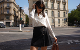 Black A-Line Skirt With White Shirt